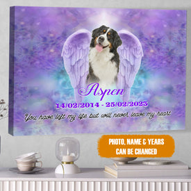 Personalized Pet Memorial Photo Canvas, You Have Left My Life Canvas, Pet Wings Sympathy Gifts, Dog Gifts