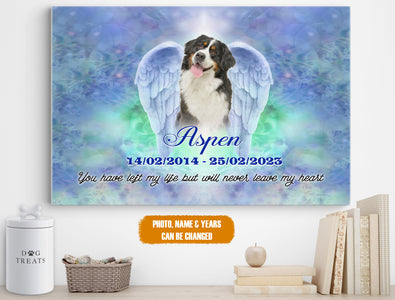 Personalized Pet Memorial Photo Canvas, You Have Left My Life Canvas, Pet Wings Sympathy Gifts, Dog Gifts