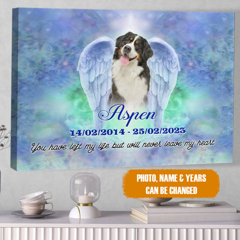 Personalized Pet Memorial Photo Canvas, You Have Left My Life Canvas, Pet Wings Sympathy Gifts, Dog Gifts