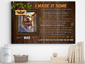 Personalized Pet Memorial Photo Canvas, I Made It Home Dog Cat Canvas, Sympathy Gifts, Dog Gifts, Memorial Pet Photo Gift