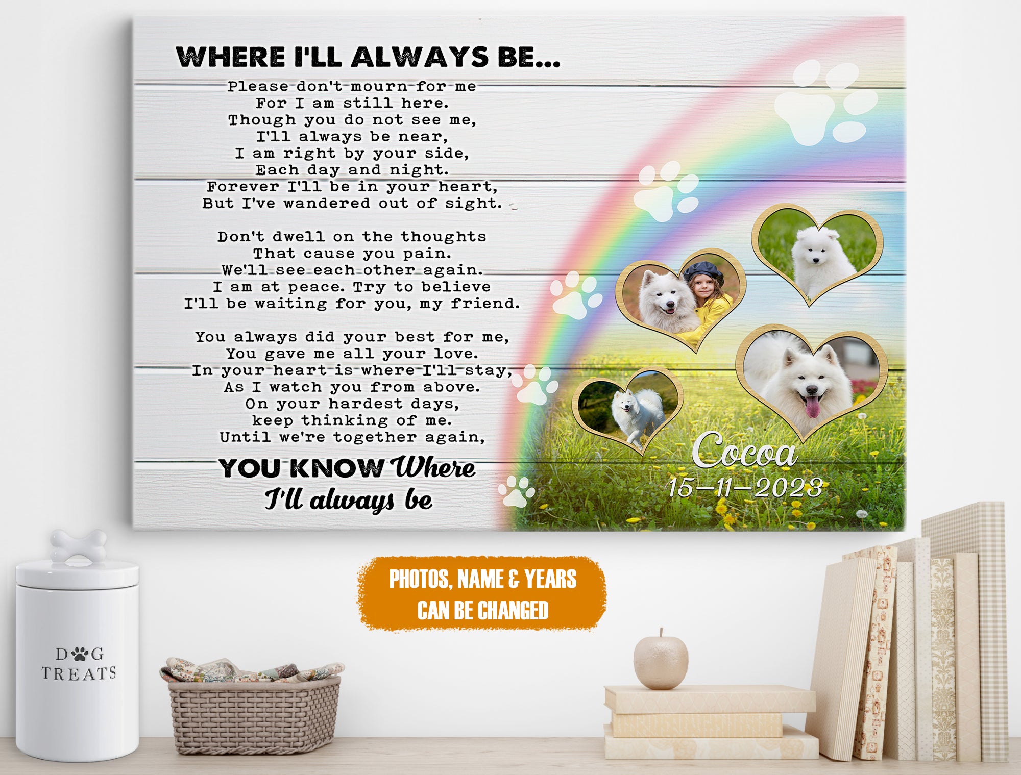 Personalized Pet Memorial Photo Canvas, Where I'll Always Be Canvas, Pet Sympathy Gifts, Dog Loss Gifts, Memorial Gifts