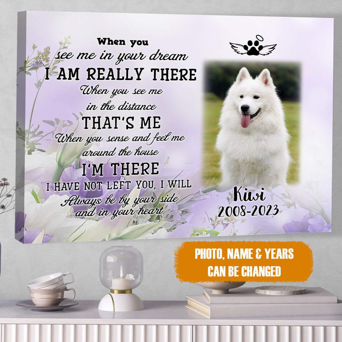 Personalized Pet Memorial Photo Canvas, Don't Cry Sweet Mama Canvas, Pet Sympathy Gifts, Dog Loss Gifts