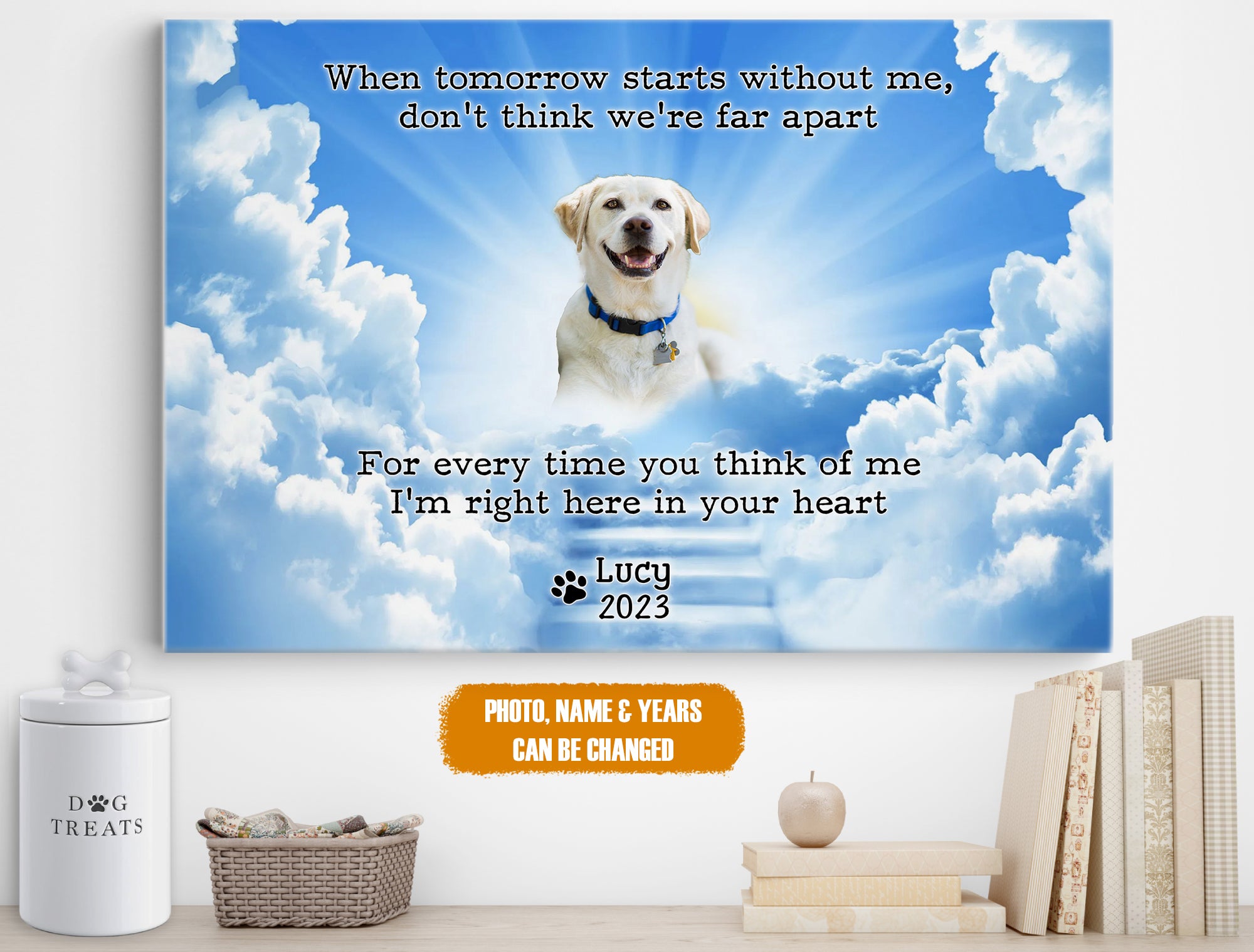 Personalized Pet Memorial Photo Canvas, When Tomorrow Starts Without Me Canvas, Pet Sympathy Gifts, Dog Gifts