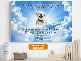 Personalized Pet Memorial Photo Canvas, When Tomorrow Starts Without Me Canvas, Pet Sympathy Gifts, Dog Gifts