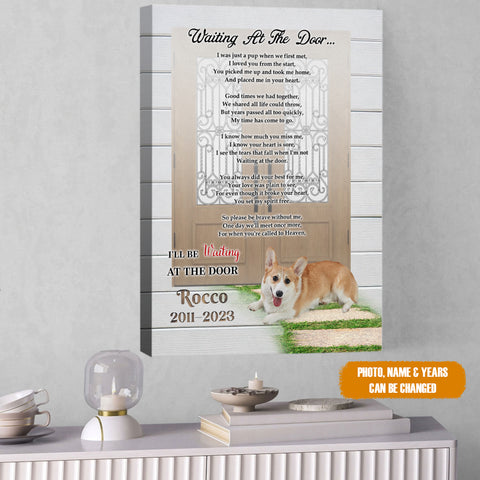 Image of Personalized Pet Memorial Photo Canvas, Pet Waiting At The Door Canvas, Pet Sympathy Gifts, Pet Loss Gifts