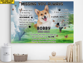Personalized Pet Memorial Photo Canvas, Missing You Always Dog Cat Canvas, Pet Loss Gifts, Sympathy Gift For Loss of Dog