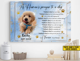 Personalized Pet Memorial Photo Canvas, A Human's Prayer To A Dog Wall Art, Custom Pet Sympathy Gifts, Dog Loss Gift, Pet Bereavement Gift