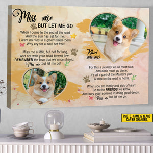 Personalized Pet Memorial Photo Canvas, Miss Me But Let Me Go Dog Cat Wall Art, Custom Pet Sympathy Gifts, Dog Loss Gift