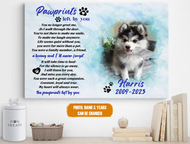 Personalized Pet Memorial Photo Canvas, Pawprints Left By You Dog Cat Wall Art, Custom Pet Sympathy Gifts, Dog Loss Gift, Remembrance Gift