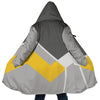 Personalized Hooded Cloak Coat, Gray And Yellow Geometric Men Color Block Hooded Cloak Coats