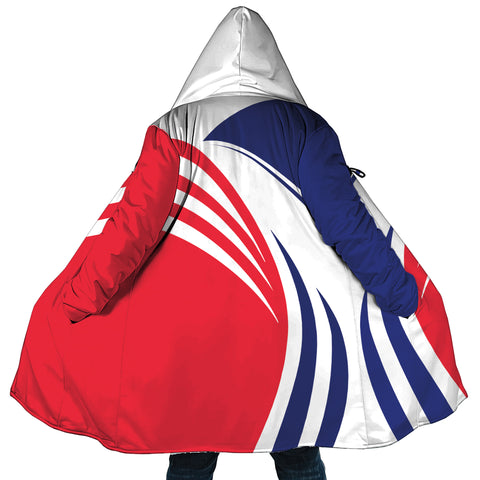 Image of Personalized Hooded Cloak Coat, Blue White Red French Flag Color Block Hooded Cloak Coats