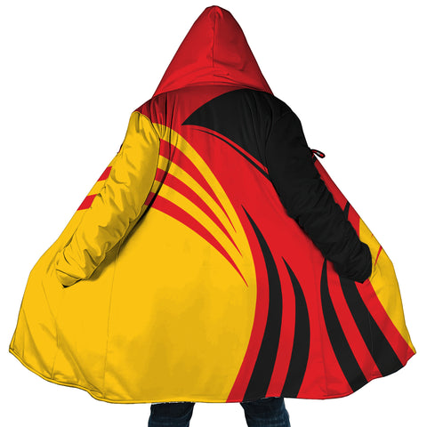 Image of Personalized Hooded Cloak Coat, Black Red Yellow Germany National Flag Color Block Hooded Cloak Coats