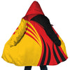 Personalized Hooded Cloak Coat, Black Red Yellow Germany National Flag Color Block Hooded Cloak Coats