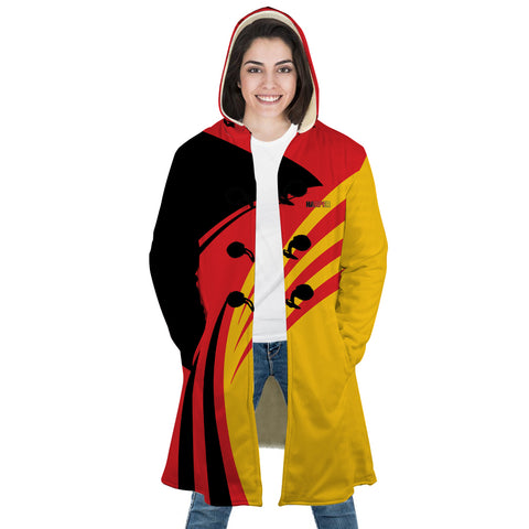 Image of Personalized Hooded Cloak Coat, Black Red Yellow Germany National Flag Color Block Hooded Cloak Coats