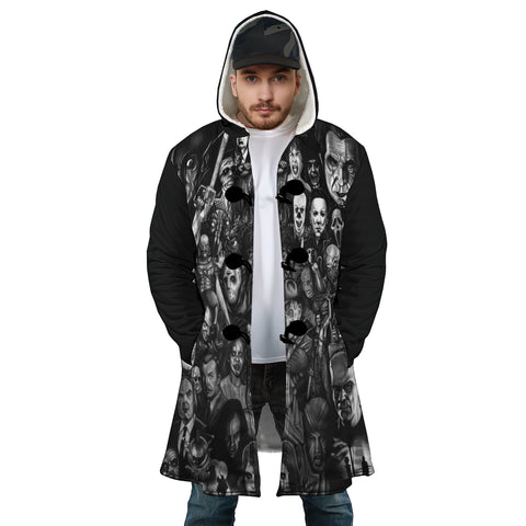 Image of Personalized Hooded Cloak Coat, Retro Zombie Halloween Horror Movies  Hooded Cloak Coats