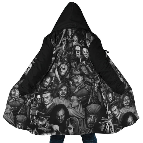 Image of Personalized Hooded Cloak Coat, Retro Zombie Halloween Horror Movies  Hooded Cloak Coats