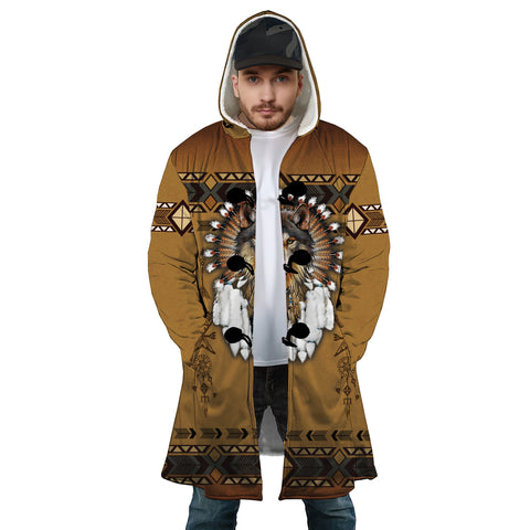 Image of Personalized Hooded Cloak Coat, Native American Dreamcatcher Wolf Hooded Cloak Coats