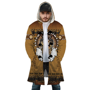 Personalized Hooded Cloak Coat, Native American Dreamcatcher Wolf Hooded Cloak Coats