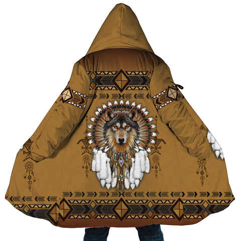 Image of Personalized Hooded Cloak Coat, Native American Dreamcatcher Wolf Hooded Cloak Coats