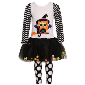 Rare Editions Little Girls' Halloween Owl Witch Cat Tutu Legging Set