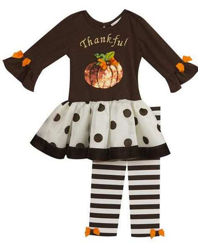 Rare Editions Little Girls' Halloween Thankful Pumpkin Tutu Legging Set