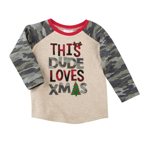 Mud Pie Little Boys'  Christmas Holiday This Dude Camo T-Shirt