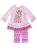 Rare Editions Baby Girls Christmas Pink Reindeer Leggings Set Outfit