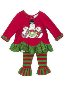Rare Editions Baby Girls Christmas Joy Snowman 2 Pc Legging Oufit