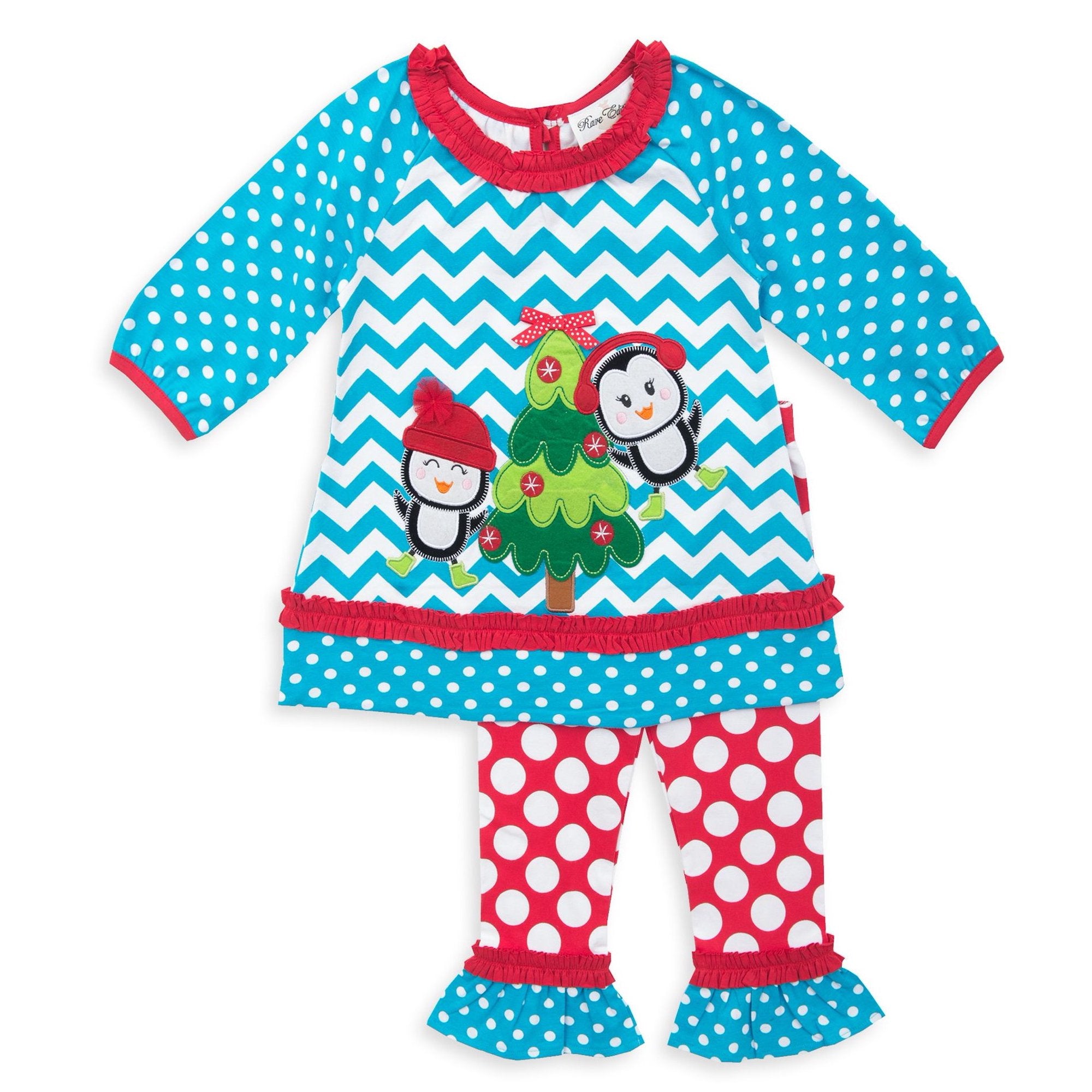 Rare Editions Christmas Tree Penguins Legging Set