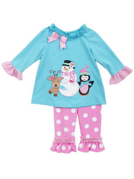 Rare Editions Girls Christmas Snowman Reindeer Penguin Tunic Legging Set