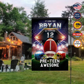 Personalized Birthday Flag, Custom 12th Birthday American Football Flag, Pre-Teen Awesome Birthday Garden Flag, House Flag Birthday Gifts