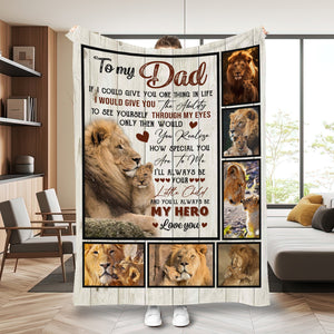 Personalized Dad Blanket, Lion Father & Baby Blanket, Blanket for Dad, Birthday Blanket, Message Blanket, Gift For Dad