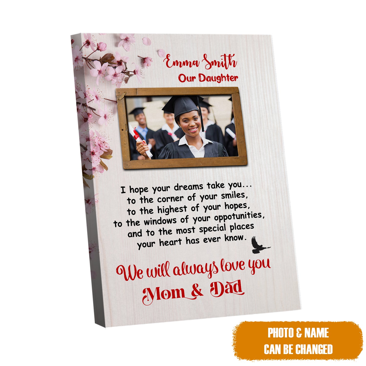 Personalized Daughter Graduation Photo Canvas, Class Of 2024 Canvas, Gift For Daughter, Graduation Gift