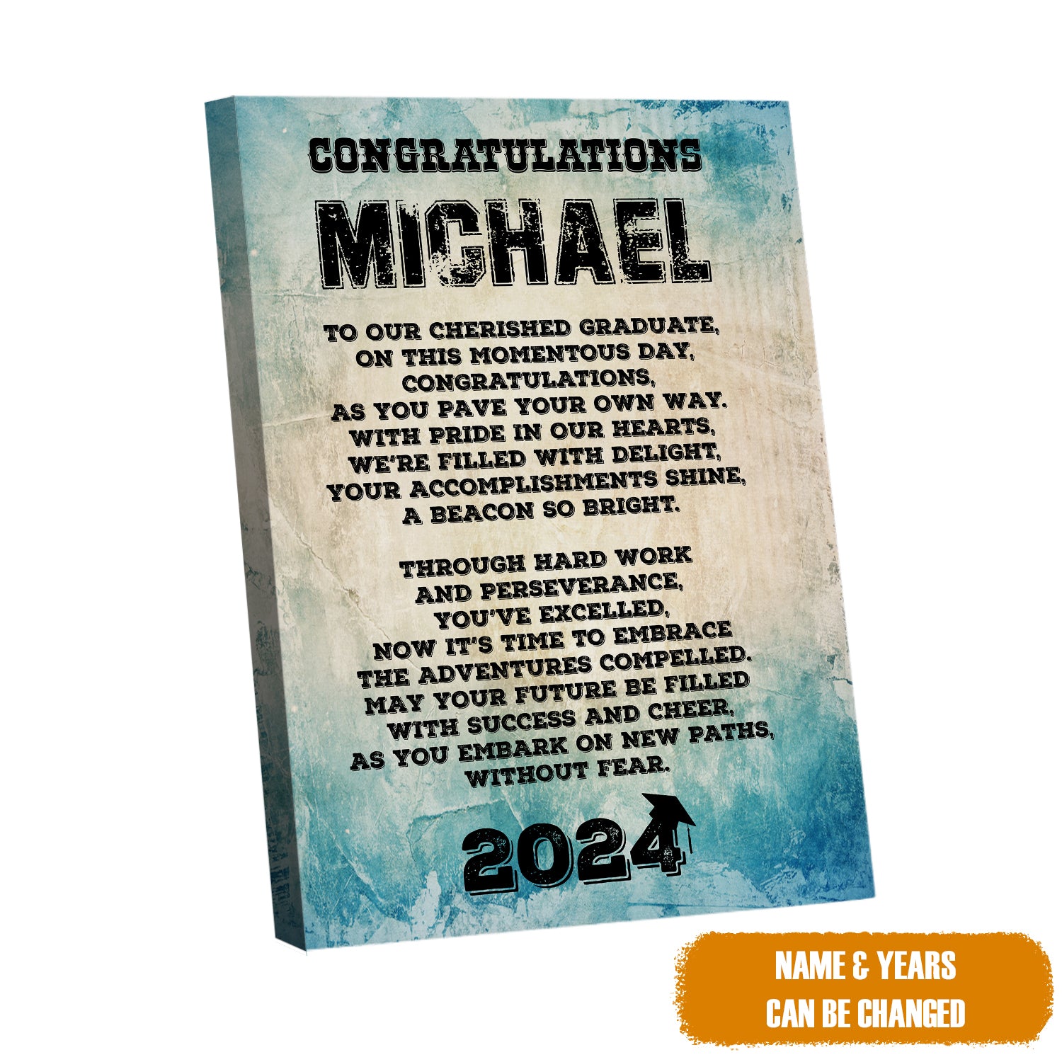 Personalized Graduation Boy Canvas, Class Of 2024 Canvas, Graduation Wall Art, Grad Gift For Boy, Graduation Gift