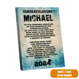 Personalized Graduation Boy Canvas, Class Of 2024 Canvas, Graduation Wall Art, Grad Gift For Boy, Graduation Gift