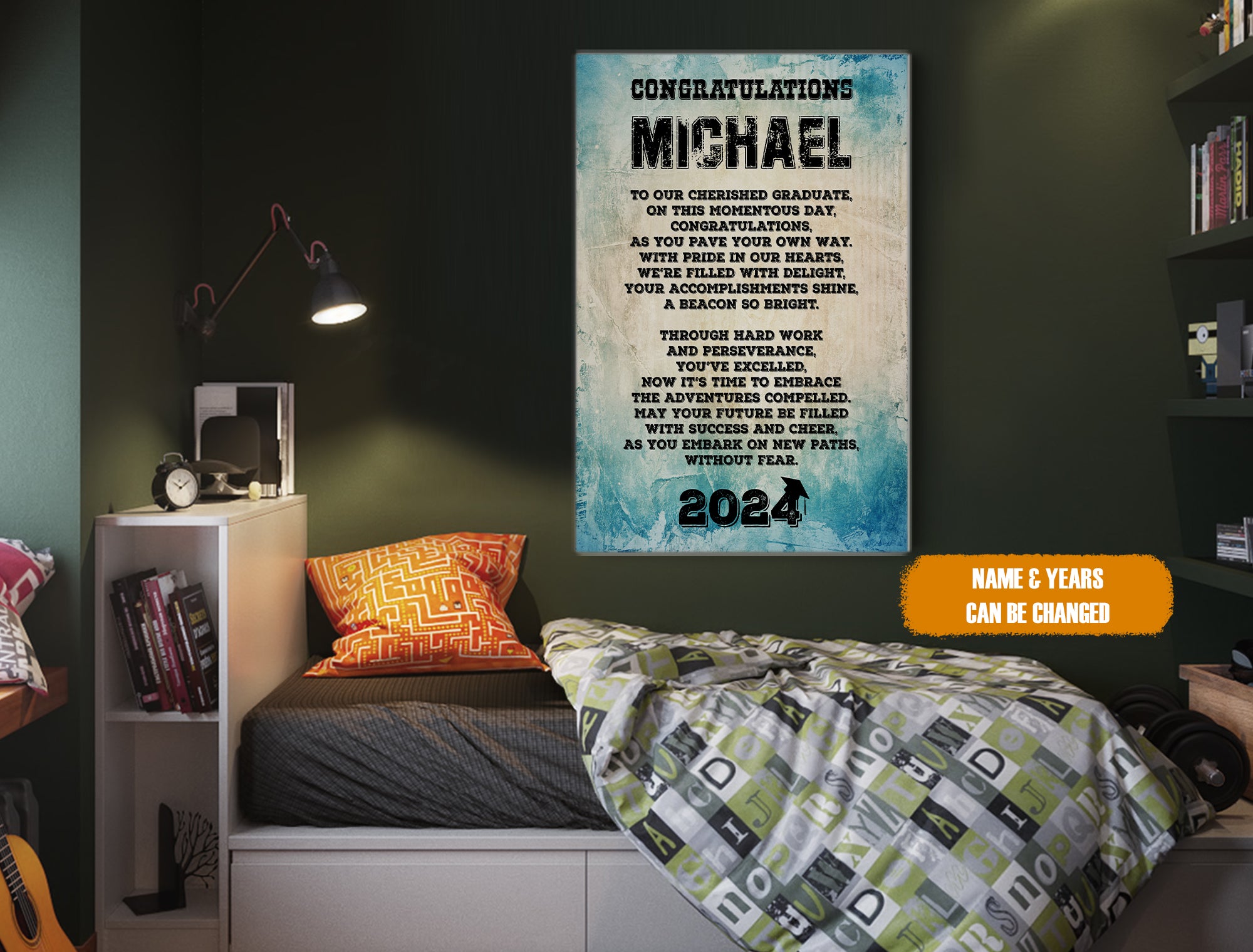 Personalized Graduation Boy Canvas, Class Of 2024 Canvas, Graduation Wall Art, Grad Gift For Boy, Graduation Gift