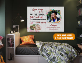 Personalized Graduation Girl Custom Photo Canvas, Class Of 2024 Canvas, Graduation Wall Art, Gift For Girl, Graduation Gift