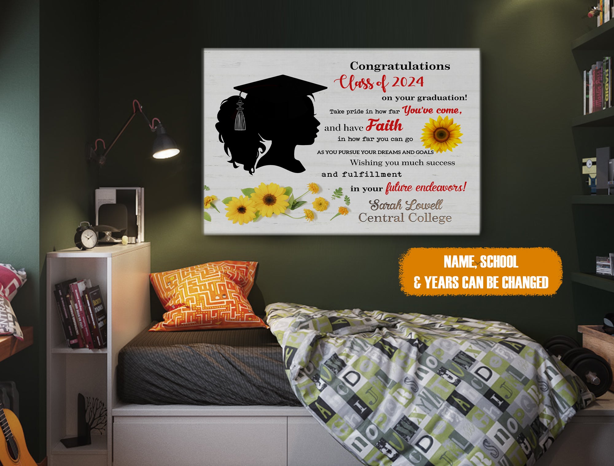 Personalized Graduation Girl Canvas, Class Of 2024 Canvas For Her, Graduation Wall Art, Grad Gift For Girl, Graduation Gift