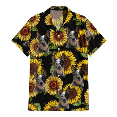 Image of Personalize Pet Hawaiian Shirt Set, Custom Dog Face Sunflower Hawaiian Shirts and Short Set, Gift For Pet Lover