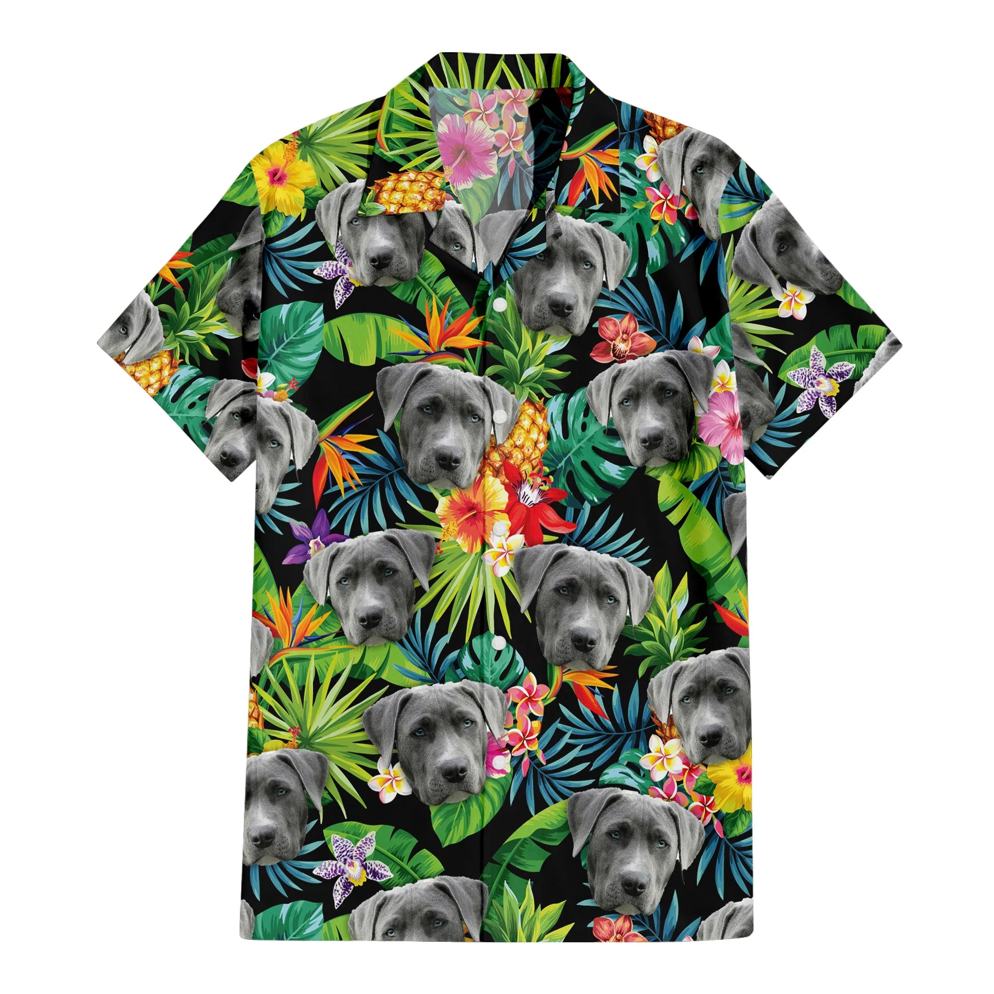 Personalize Pet Hawaiian Shirt Set, Custom Dog Face Pineapple Tropical Flower Hawaiian Shirts and Short Set, Gift For Pet Lover