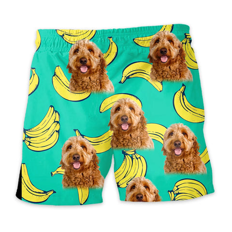 Image of Personalize Pet Hawaiian Shirt Set, Custom Dog Face Banana Pattern Hawaiian Shirts and Short Set, Gift For Pet Lover