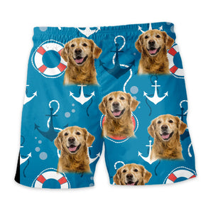 Personalize Pet Hawaiian Shirt Set, Custom Dog Face Nautical Anchor and Lifebuoy Hawaiian Shirts and Short Set, Gift For Pet Lover