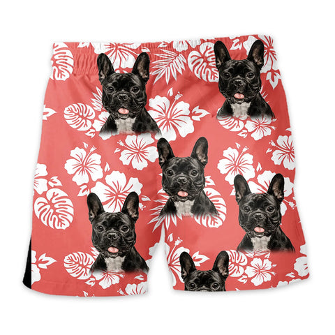 Image of Personalize Pet Hawaiian Shirt Set, Custom Dog Face Red And White Tribal And Hibiscus Flower Hawaiian Shirts and Short Set, Gift For Pet Lover