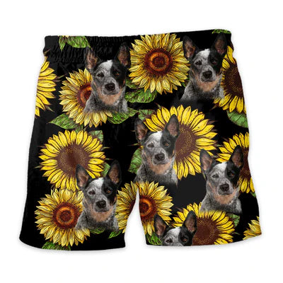 Image of Personalize Pet Hawaiian Shirt Set, Custom Dog Face Sunflower Hawaiian Shirts and Short Set, Gift For Pet Lover