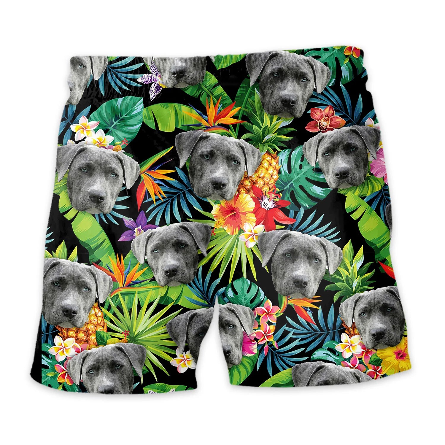 Personalize Pet Hawaiian Shirt Set, Custom Dog Face Pineapple Tropical Flower Hawaiian Shirts and Short Set, Gift For Pet Lover