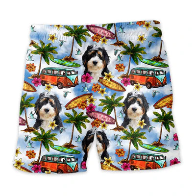 Image of Personalize Pet Hawaiian Shirt Set, Custom Dog Face Summer Beach Surfing Floral Hawaiian Shirts and Short Set, Gift For Pet Lover