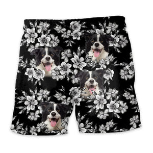 Personalize Pet Hawaiian Shirt Set, Custom Dog Face Black and White Floral Tropical Hawaiian Shirts and Short Set, Gift For Pet Lover