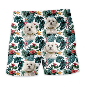 Personalize Pet Hawaiian Shirt Set, Custom Dog Face Palm Leaf Flowers Hawaiian Shirts and Short Set, Gift For Pet Lover