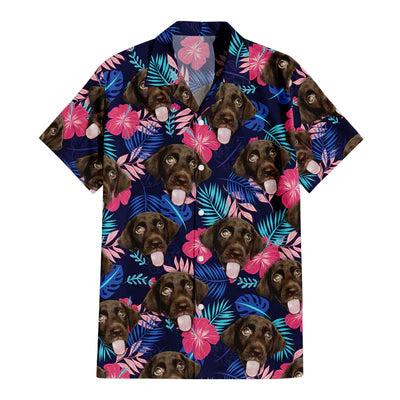 Personalize Pet Hawaiian Shirt Set, Tropical Leaves Hibiscus Floral Custom Dog Face Hawaiian Shirts and Short Set, Gift For Pet Lover