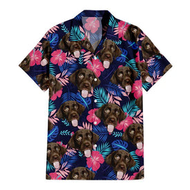 Personalize Pet Hawaiian Shirt Set, Tropical Leaves Hibiscus Floral Custom Dog Face Hawaiian Shirts and Short Set, Gift For Pet Lover